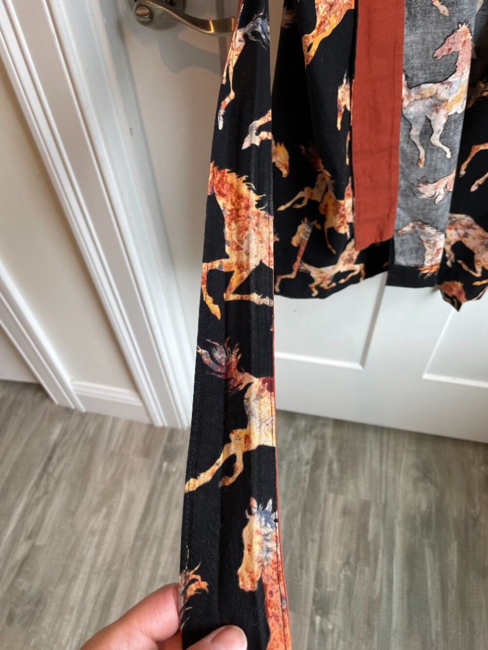 Wild Horses Short Robe Jacket Kimono 100% Cotton Boho Copper Reversible Cuffs OS - Picture 9 of 15